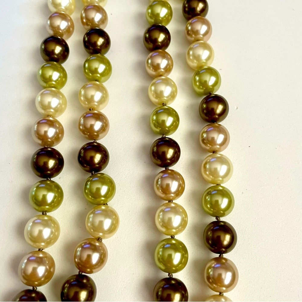 Heidi Daus Elegant Faux Pearl Necklace with Brown, Cream, and Green Beads - Picture 7 of 13